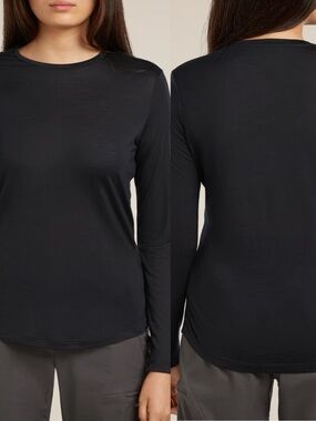 Icebreaker Women's Merino Blend Cool-Lite Long Sleeve T-Shirt Black size large